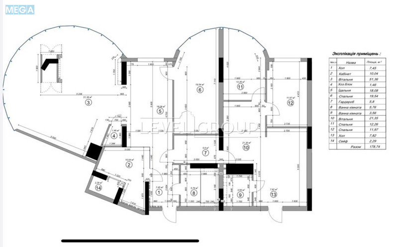 Продаж 4 кімнатної квартири (178/95/18), 22 пов. 23 пов. будинку, <a class="location-link" href="/kiev/" title="Недвижимость Київ">Київ</a>, <a class="location-link" href="/kiev/shevchenkovskij/" title="Недвижимость Шевченківський район">Шевченківський р-н</a>, Глибочицька вул., 73 (изображение 3)