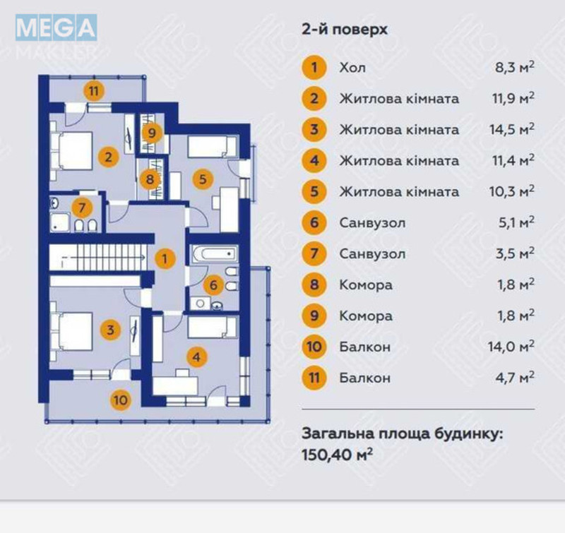Продаж дома, 2 поверху, 150,40 кв.м, 5 кімнат, ділянка 3,66 сотки, <a class="location-link" href="/volchinec-selo-if/" title="Недвижимость Вовчинець">Вовчинець</a>, Прийми, 8 (изображение 15)