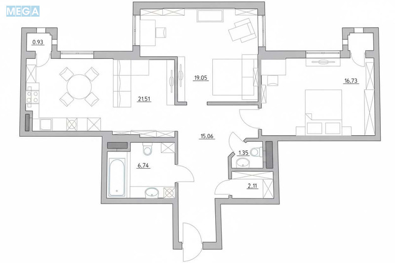 Продаж 3 кімнатної квартири (84/40/21), 11 пов. 26 пов. будинку, <a class="location-link" href="/kiev/" title="Недвижимость Київ">Київ</a>, <a class="location-link" href="/kiev/solomenskij/" title="Недвижимость Солом'янський район">Солом'янський р-н</a>, Валерія Лобановського просп., 6Д (изображение 14)