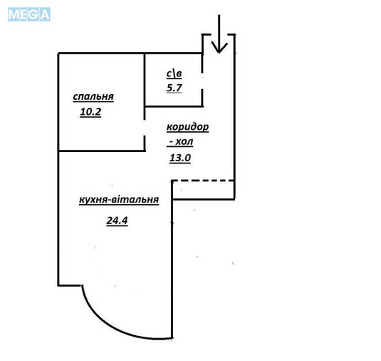 Продаж 1 кімнатної квартири (53,3/10,2/24,4), 13 пов. 25 пов. будинку, <a class="location-link" href="/kiev/" title="Недвижимость Київ">Київ</a>, <a class="location-link" href="/kiev/goloseevskij/" title="Недвижимость Голосіївський район">Голосіївський р-н</a>, Композитора Мейтуса ул., 4 (изображение 22)