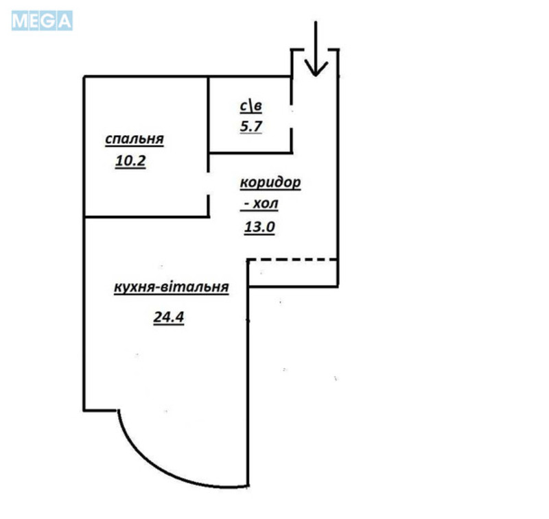 Продаж 1 кімнатної квартири (53,3/10,2/24,4), 13 пов. 25 пов. будинку, <a class="location-link" href="/kiev/" title="Недвижимость Київ">Київ</a>, <a class="location-link" href="/kiev/goloseevskij/" title="Недвижимость Голосіївський район">Голосіївський р-н</a>, Композитора Мейтуса ул., 4 (изображение 22)