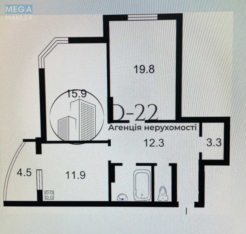 Продаж 2 кімнатної квартири (76/36/12), 12 пов. 24 пов. будинку, <a class="location-link" href="/kiev/" title="Недвижимость Київ">Київ</a>, <a class="location-link" href="/kiev/darnickij/" title="Недвижимость Дарницький район">Дарницький р-н</a>, Михайла Драгоманова вул., 40з (изображение 3)