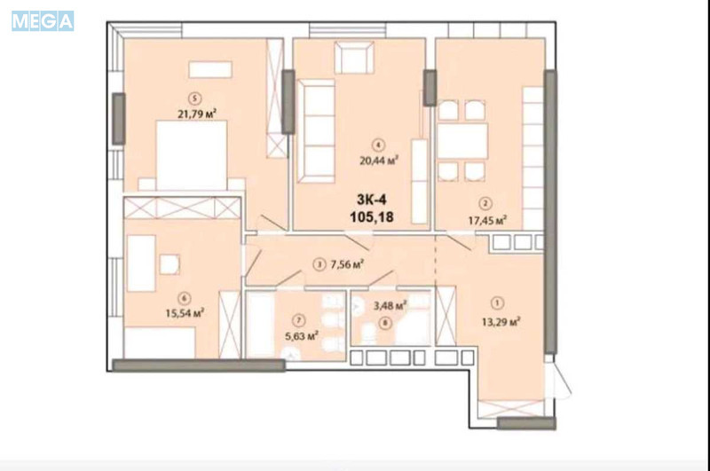 Продаж 3 кімнатної квартири (105,2/57/17,5), 10 пов. 23 пов. будинку, <a class="location-link" href="/kiev/" title="Недвижимость Київ">Київ</a>, <a class="location-link" href="/kiev/pecherskij/" title="Недвижимость Печерський район">Печерський р-н</a>, Звіринецька вул., 72 (изображение 6)