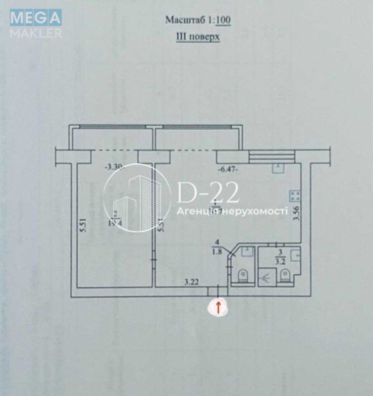 Продаж 2 кімнатної квартири (60,6/19,4/30,7), 3 пов. 9 пов. будинку, <a class="location-link" href="/kiev/" title="Недвижимость Київ">Київ</a>, <a class="location-link" href="/kiev/shevchenkovskij/" title="Недвижимость Шевченківський район">Шевченківський р-н</a>, Глібова вул., 7 (изображение 22)