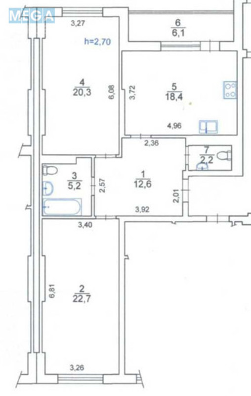 Продаж 2 кімнатної квартири (87/43/18), 21 пов. 24 пов. будинку, <a class="location-link" href="/kiev/" title="Недвижимость Київ">Київ</a>, <a class="location-link" href="/kiev/shevchenkovskij/" title="Недвижимость Шевченківський район">Шевченківський р-н</a>, Багговутівська вул., 25 (изображение 9)