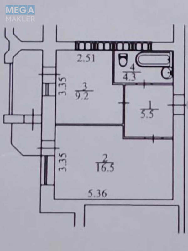 Продаж 1 кімнатної квартири (40,6/16,5/9,2), 1 пов. 10 пов. будинку, <a class="location-link" href="/kiev/" title="Недвижимость Київ">Київ</a>, <a class="location-link" href="/kiev/goloseevskij/" title="Недвижимость Голосіївський район">Голосіївський р-н</a>, Генерала Матикіна вул., 16 (изображение 6)