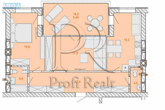 Продаж 2 кімнатної квартири (75/33/14), 3 пов. 3 пов. будинку, <a class="location-link" href="/irpen/" title="Недвижимость Ірпінь">Ірпінь</a>, Ломоносова вулиця, 85 (изображение 21)