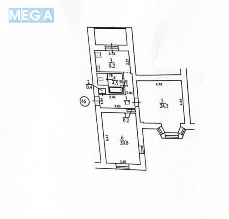Продаж 2 кімнатної квартири (60/45/8), 5 пов. 6 пов. будинку, <a class="location-link" href="/kiev/" title="Недвижимость Київ">Київ</a>, <a class="location-link" href="/kiev/pecherskij/" title="Недвижимость Печерський район">Печерський р-н</a>, Ивана Мазепы ул., 4/6 (изображение 7)