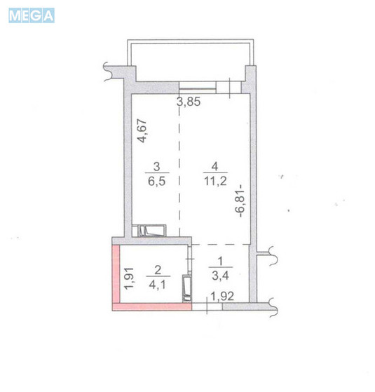 Продаж 1 кімнатної квартири (27/11/6), 7 пов. 25 пов. будинку, <a class="location-link" href="/kiev/" title="Недвижимость Київ">Київ</a>, <a class="location-link" href="/kiev/goloseevskij/" title="Недвижимость Голосіївський район">Голосіївський р-н</a>, Академика Глушкова просп., 42 (изображение 6)
