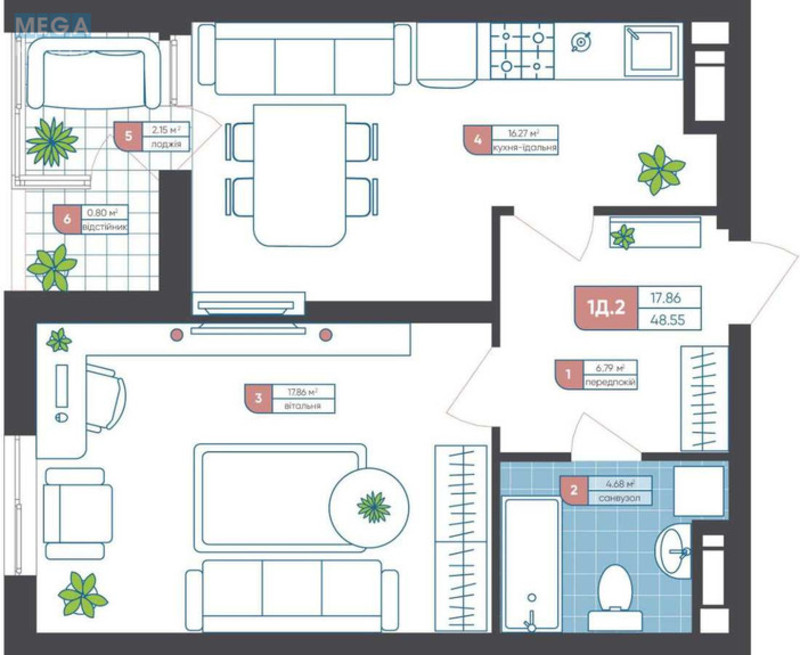 Продаж 1 кімнатної квартири (48,5/18/16), 9 пов. 24 пов. будинку, <a class="location-link" href="/kiev/" title="Недвижимость Київ">Київ</a>, <a class="location-link" href="/kiev/svyatoshinskij/" title="Недвижимость Святошинський район">Святошинський р-н</a>, Приладний пров., 10а (изображение 21)