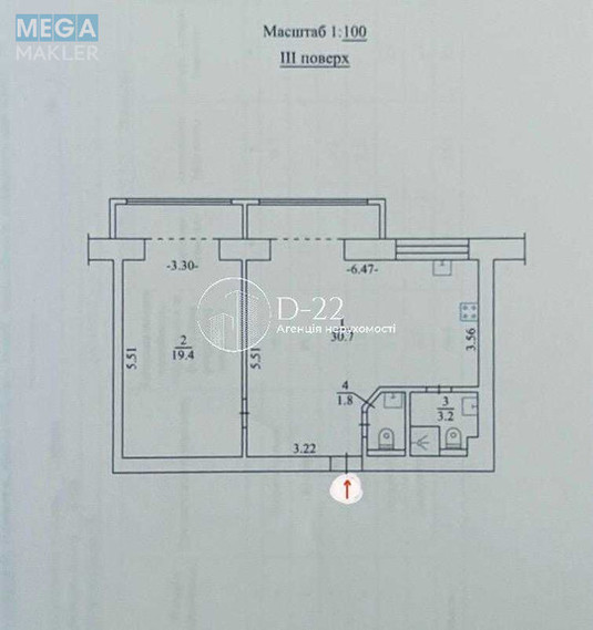 Продаж 2 кімнатної квартири (60,6/19,7/30,7), 3 пов. 9 пов. будинку, <a class="location-link" href="/kiev/" title="Недвижимость Київ">Київ</a>, <a class="location-link" href="/kiev/shevchenkovskij/" title="Недвижимость Шевченківський район">Шевченківський р-н</a>, Глібова вулиця, 7 (изображение 24)