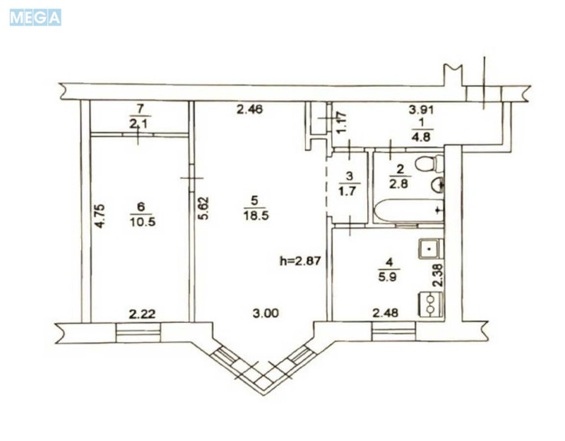Продаж 2 кімнатної квартири (46/29/6), 4 пов. 5 пов. будинку, <a class="location-link" href="/kiev/" title="Недвижимость Київ">Київ</a>, <a class="location-link" href="/kiev/shevchenkovskij/" title="Недвижимость Шевченківський район">Шевченківський р-н</a>, Берестейский просп., 7 (изображение 2)