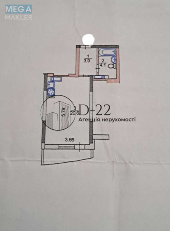 Продаж 1 кімнатної квартири (30,5/12/10), 10 пов. 25 пов. будинку, <a class="location-link" href="/kiev/" title="Недвижимость Київ">Київ</a>, <a class="location-link" href="/kiev/darnickij/" title="Недвижимость Дарницький район">Дарницький р-н</a>, Харківське шосе, 188 (изображение 14)