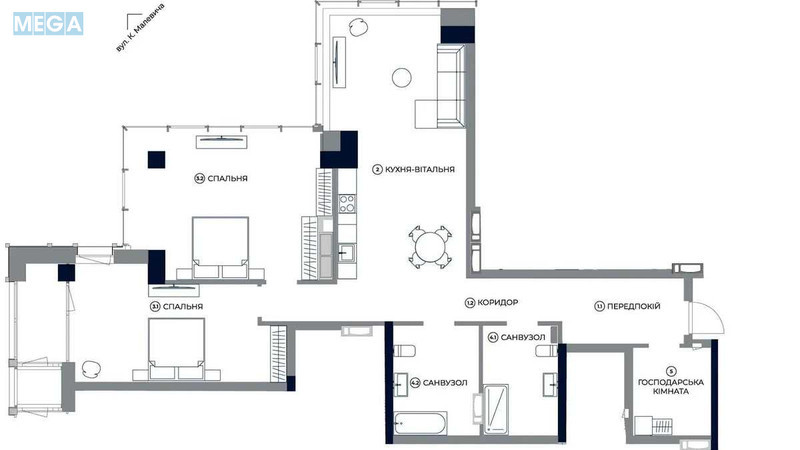 Продаж 2 кімнатної квартири (109/49/29), 16 пов. 33 пов. будинку, <a class="location-link" href="/kiev/" title="Недвижимость Київ">Київ</a>, <a class="location-link" href="/kiev/goloseevskij/" title="Недвижимость Голосіївський район">Голосіївський р-н</a>, Антоновича вул., 136 (изображение 13)