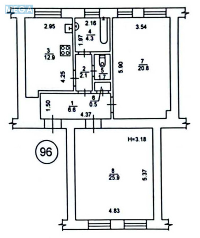 Продаж 2 кімнатної квартири (75/46/12,9), 2 пов. 5 пов. будинку, <a class="location-link" href="/kiev/" title="Недвижимость Київ">Київ</a>, <a class="location-link" href="/kiev/pecherskij/" title="Недвижимость Печерський район">Печерський р-н</a>, Академіка Богомольця вул., 7/14 (изображение 2)