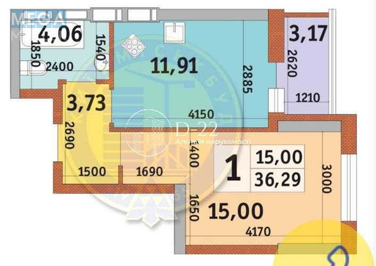 Продаж 1 кімнатної квартири (37/15/12), 23 пов. 26 пов. будинку, <a class="location-link" href="/kiev/" title="Недвижимость Київ">Київ</a>, <a class="location-link" href="/kiev/darnickij/" title="Недвижимость Дарницький район">Дарницький р-н</a>, Клеманська вулиця, 7 (изображение 8)
