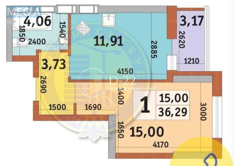 Продаж 1 кімнатної квартири (37/15/12), 23 пов. 26 пов. будинку, <a class="location-link" href="/kiev/" title="Недвижимость Київ">Київ</a>, <a class="location-link" href="/kiev/darnickij/" title="Недвижимость Дарницький район">Дарницький р-н</a>, Клеманська вулиця, 7 (изображение 8)