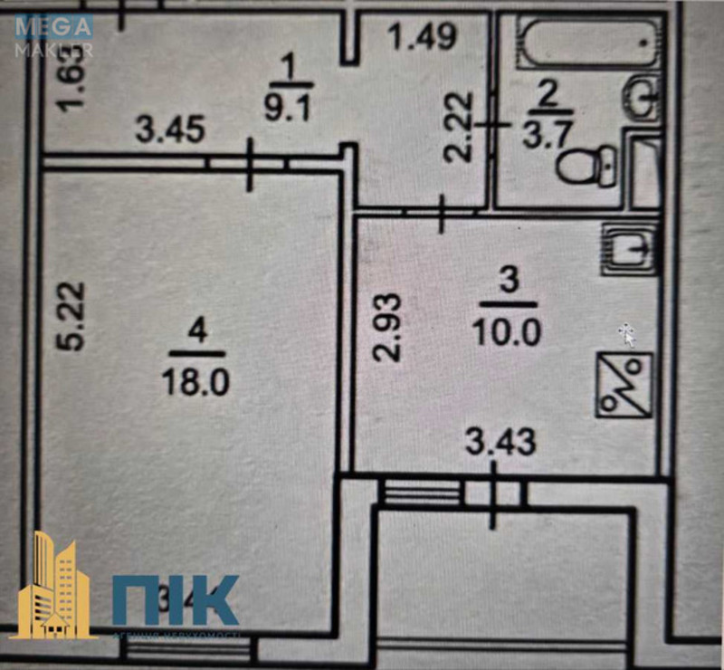 Продаж 1 кімнатної квартири (43/18/10), 7 пов. 19 пов. будинку, <a class="location-link" href="/kiev/" title="Недвижимость Київ">Київ</a>, <a class="location-link" href="/kiev/darnickij/" title="Недвижимость Дарницький район">Дарницький р-н</a>, Михаила Драгоманова ул., 1Г (изображение 20)