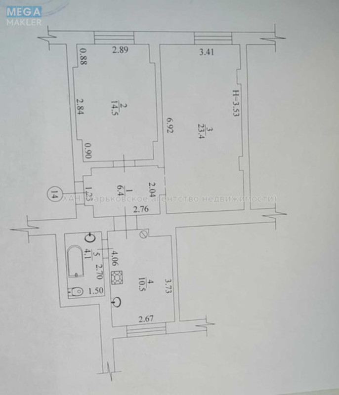 Продаж 2 кімнатної квартири (60/39/11), 4 пов. 4 пов. будинку, <a class="location-link" href="/kharkov/" title="Недвижимость Харків">Харків</a>, <a class="location-link" href="/kharkov/kievskij/" title="Недвижимость Київський район">Київський р-н</a>, Куликовский спуск, 14 (изображение 16)
