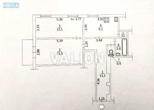 Продаж 2 кімнатної квартири (53,2/28/9,1), 3 пов. 4 пов. будинку, <a class="location-link" href="/kiev/" title="Недвижимость Київ">Київ</a>, <a class="location-link" href="/kiev/shevchenkovskij/" title="Недвижимость Шевченківський район">Шевченківський р-н</a>, Велика Житомирська вул., 4В (изображение 3)