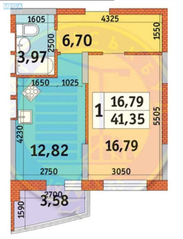 Продаж 1 кімнатної квартири (41/15/12), 16 пов. 25 пов. будинку, <a class="location-link" href="/kiev/" title="Недвижимость Київ">Київ</a>, <a class="location-link" href="/kiev/solomenskij/" title="Недвижимость Солом'янський район">Солом'янський р-н</a>, Кадетский Гай ул., 10 (изображение 2)