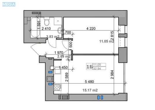 Продаж 1 кімнатної квартири (33/10/15), 5 пов. 9 пов. будинку, <a class="location-link" href="/gatnoe/" title="Недвижимость Гатне">Гатне</a>, Покровська, 2А (изображение 13)
