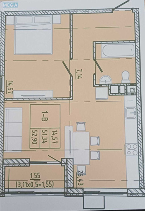 Продаж 2 кімнатної квартири (53,1/26/18), 21 пов. 24 пов. будинку, <a class="location-link" href="/odessa/" title="Недвижимость Одеса">Одеса</a>, <a class="location-link" href="/odessa/primorskij/" title="Недвижимость Приморський район">Приморський р-н</a>, Ивана Франко, 40 (изображение 6)