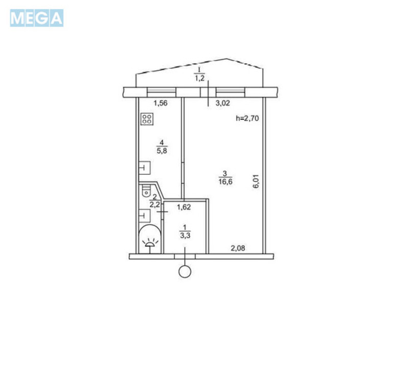 Продаж 1 кімнатної квартири (29/16/5), 2 пов. 9 пов. будинку, <a class="location-link" href="/kiev/" title="Недвижимость Київ">Київ</a>, <a class="location-link" href="/kiev/solomenskij/" title="Недвижимость Солом'янський район">Солом'янський р-н</a>, Васильченко ул., 12 (изображение 11)