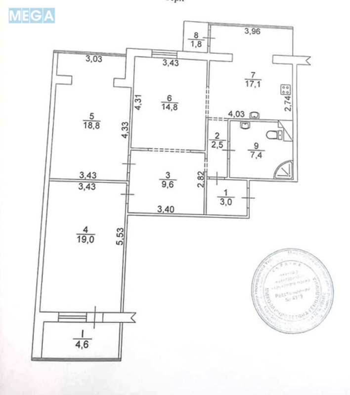 Продаж 3 кімнатної квартири (98,6/52/17,1), 10 пов. 10 пов. будинку, <a class="location-link" href="/kiev/" title="Недвижимость Київ">Київ</a>, <a class="location-link" href="/kiev/darnickij/" title="Недвижимость Дарницький район">Дарницький р-н</a>, Бориса Гмыри ул., 5 (изображение 3)