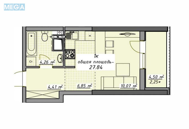 Продаж 1 кімнатної квартири (27,8/1/1), 23 пов. 24 пов. будинку, <a class="location-link" href="/odessa/" title="Недвижимость Одеса">Одеса</a>, <a class="location-link" href="/odessa/primorskij/" title="Недвижимость Приморський район">Приморський р-н</a>, Курортный пер., 2 (изображение 4)