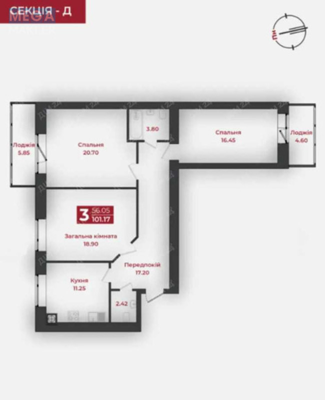 Новобудова, 11 поверхів, <a class="location-link" href="/poltava/" title="Недвижимость Полтава">Полтава</a>, <a class="location-link" href="/poltava/oktyabrskij/" title="Недвижимость Жовтневий район">Жовтневий р-н</a>, Європейська, 183 (изображение 9)