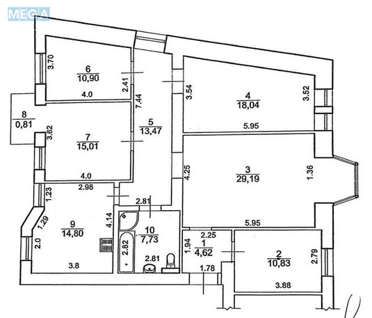 Продаж 5 кімнатної квартири (126/85/18), 3 пов. 5 пов. будинку, <a class="location-link" href="/kiev/" title="Недвижимость Київ">Київ</a>, <a class="location-link" href="/kiev/shevchenkovskij/" title="Недвижимость Шевченківський район">Шевченківський р-н</a>, Січових Стрільців вул., 58/2 (изображение 10)