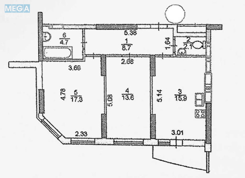 Продаж 2 кімнатної квартири (64/31/16), 23 пов. 26 пов. будинку, <a class="location-link" href="/kiev/" title="Недвижимость Київ">Київ</a>, <a class="location-link" href="/kiev/dneprovskij/" title="Недвижимость Дніпровський район">Дніпровський р-н</a>, Каховська вул., 62А (изображение 2)