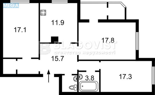 Продаж 3 кімнатної квартири (91/52/11), 18 пов. 25 пов. будинку, <a class="location-link" href="/kiev/" title="Недвижимость Київ">Київ</a>, <a class="location-link" href="/kiev/darnickij/" title="Недвижимость Дарницький район">Дарницький р-н</a>, Урлівська вул., 24 (изображение 18)