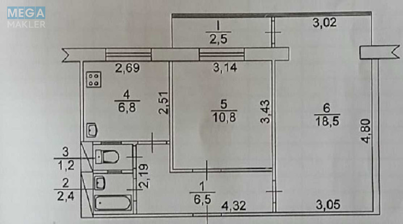 Продаж 2 кімнатної квартири (48/29/7), 4 пов. 9 пов. будинку, <a class="location-link" href="/kiev/" title="Недвижимость Київ">Київ</a>, <a class="location-link" href="/kiev/dneprovskij/" title="Недвижимость Дніпровський район">Дніпровський р-н</a>, Ігоря Шамо бульв., 20 (изображение 2)