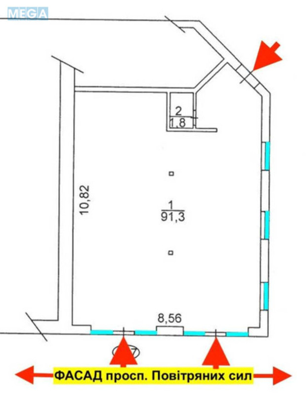 Оренда комерційної нерухомості, 93&nbsp;кв.м, под магазин, <a class="location-link" href="/kiev/" title="Недвижимость Київ">Київ</a>, <a class="location-link" href="/kiev/solomenskij/" title="Недвижимость Солом'янський район">Солом'янський р-н</a>, Повітрофлотський просп., 90 (изображение 4)