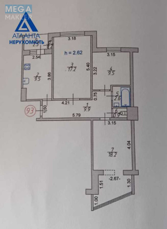 Продаж 3 кімнатної квартири (70/44/9), 6 пов. 9 пов. будинку, <a class="location-link" href="/lutsk/" title="Недвижимость Луцьк">Луцьк</a>, Проспект Соборності, 34 (изображение 12)