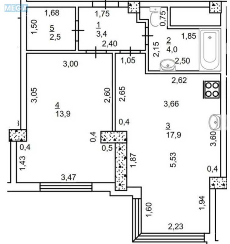 Продаж 1 кімнатної квартири (43/16/18), 10 пов. 25 пов. будинку, <a class="location-link" href="/kiev/" title="Недвижимость Київ">Київ</a>, <a class="location-link" href="/kiev/shevchenkovskij/" title="Недвижимость Шевченківський район">Шевченківський р-н</a>, Нагірна вул., 16 (изображение 19)