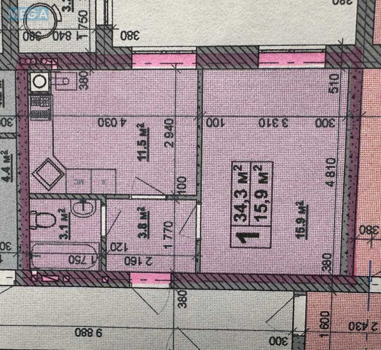 Продаж 1 кімнатної квартири (34,3/15,9/11,5), 4 пов. 10 пов. будинку, <a class="location-link" href="/hodosovka/" title="Недвижимость Ходосівка">Ходосівка</a>, Леоніда Каденюка, 16 (изображение 13)