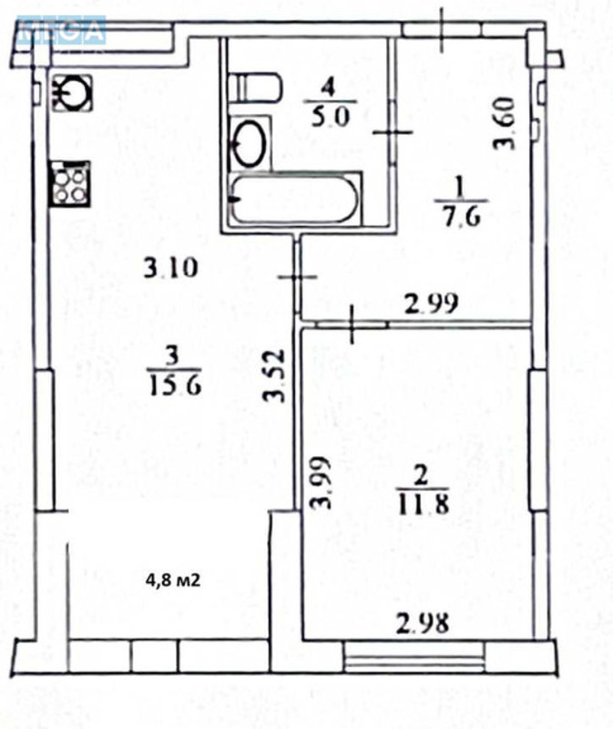 Продаж 1 кімнатної квартири (44/12/16), 2 пов. 10 пов. будинку, <a class="location-link" href="/kiev/" title="Недвижимость Київ">Київ</a>, <a class="location-link" href="/kiev/goloseevskij/" title="Недвижимость Голосіївський район">Голосіївський р-н</a>, Тадея Рыльского бульв., 1 (изображение 17)