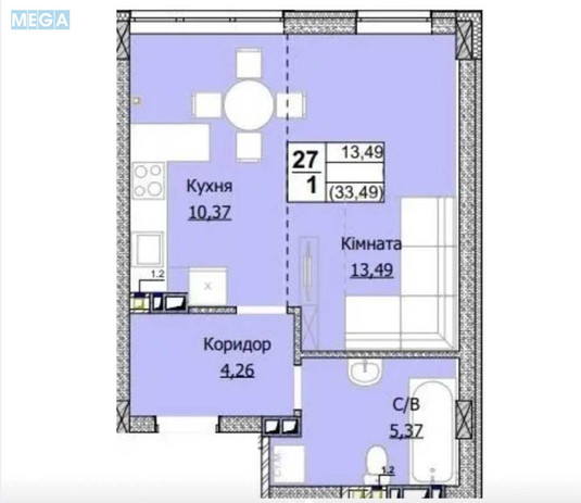 Продаж 1 кімнатної квартири (34,2/15/10,4), 3 пов. 10 пов. будинку, <a class="location-link" href="/gostomel/" title="Недвижимость Гостомель">Гостомель</a>, Свято-Покровська, 73г (изображение 4)