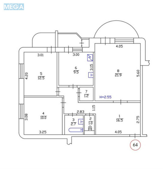 Продаж 3 кімнатної квартири (79/45/22), 13 пов. 18 пов. будинку, <a class="location-link" href="/kiev/" title="Недвижимость Київ">Київ</a>, <a class="location-link" href="/kiev/dneprovskij/" title="Недвижимость Дніпровський район">Дніпровський р-н</a>, Азербайджанская ул., 16/1 (изображение 21)