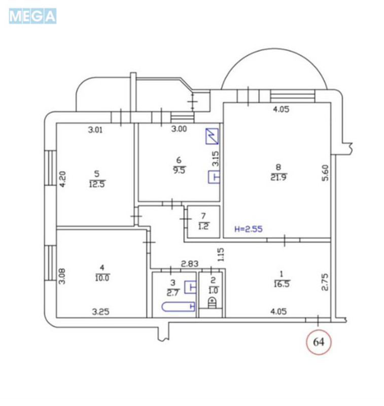 Продаж 3 кімнатної квартири (79/45/22), 13 пов. 18 пов. будинку, <a class="location-link" href="/kiev/" title="Недвижимость Київ">Київ</a>, <a class="location-link" href="/kiev/dneprovskij/" title="Недвижимость Дніпровський район">Дніпровський р-н</a>, Азербайджанская ул., 16/1 (изображение 21)