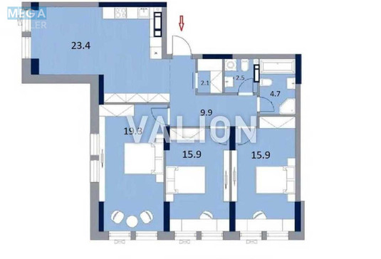 Продаж 3 кімнатної квартири (94/51/23), 19 пов. 26 пов. будинку, <a class="location-link" href="/kiev/" title="Недвижимость Київ">Київ</a>, <a class="location-link" href="/kiev/dneprovskij/" title="Недвижимость Дніпровський район">Дніпровський р-н</a>, Князя Романа Мстиславича ул., 22 (изображение 14)