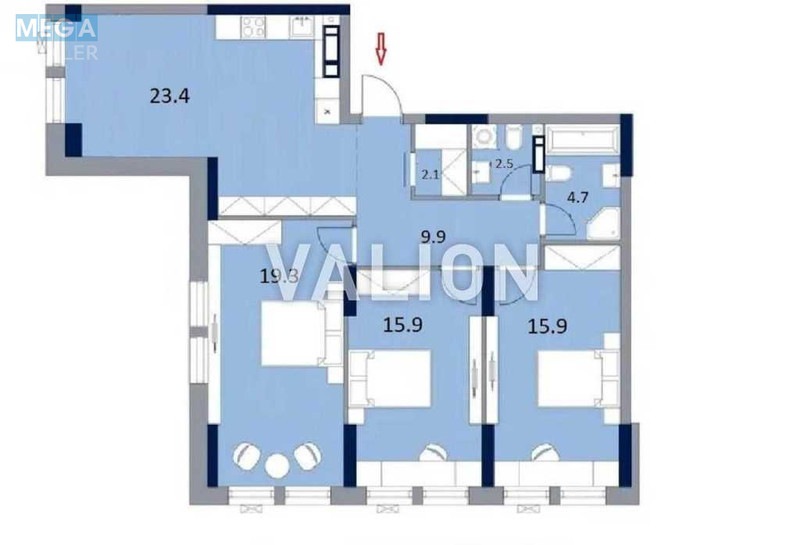 Продаж 3 кімнатної квартири (94/51/23), 19 пов. 26 пов. будинку, <a class="location-link" href="/kiev/" title="Недвижимость Київ">Київ</a>, <a class="location-link" href="/kiev/dneprovskij/" title="Недвижимость Дніпровський район">Дніпровський р-н</a>, Князя Романа Мстиславича ул., 22 (изображение 14)