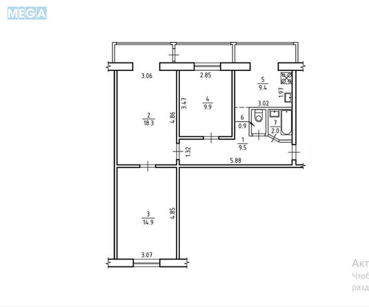 Продаж 3 кімнатної квартири (67/43/9,5), 9 пов. 9 пов. будинку, <a class="location-link" href="/kiev/" title="Недвижимость Київ">Київ</a>, <a class="location-link" href="/kiev/desnyanskij/" title="Недвижимость Деснянський район">Деснянський р-н</a>, Академіка Курчатова вул., 6 (изображение 16)