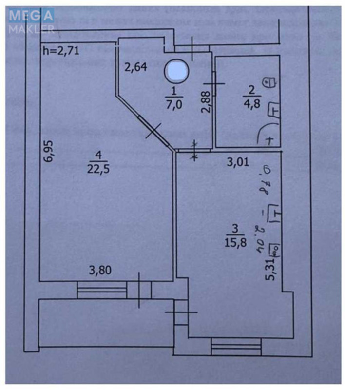 Продаж 1 кімнатної квартири (52,7/22,5/15,8), 1 пов. 7 пов. будинку, <a class="location-link" href="/borispol/" title="Недвижимость Бориспіль">Бориспіль</a>, Головатого, 77а (изображение 13)