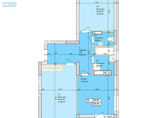 Продаж 2 кімнатної квартири (61,3/31/11), 6 пов. 26 пов. будинку, <a class="location-link" href="/kiev/" title="Недвижимость Київ">Київ</a>, <a class="location-link" href="/kiev/dneprovskij/" title="Недвижимость Дніпровський район">Дніпровський р-н</a>, Володимира Сосюри вул., 6б (изображение 8)