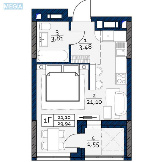 Продаж 1 кімнатної квартири (30/21/7), 13 пов. 24 пов. будинку, <a class="location-link" href="/kiev/" title="Недвижимость Київ">Київ</a>, <a class="location-link" href="/kiev/obolonskij/" title="Недвижимость Оболонський район">Оболонський р-н</a>, Сім’ї Кульженків вул., 22 (изображение 5)