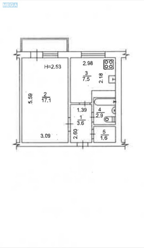 Продаж 1 кімнатної квартири (35/17,1/7,5), 9 пов. 9 пов. будинку, <a class="location-link" href="/kiev/" title="Недвижимость Київ">Київ</a>, <a class="location-link" href="/kiev/svyatoshinskij/" title="Недвижимость Святошинський район">Святошинський р-н</a>, Якуба Коласа вул., 5 (изображение 3)